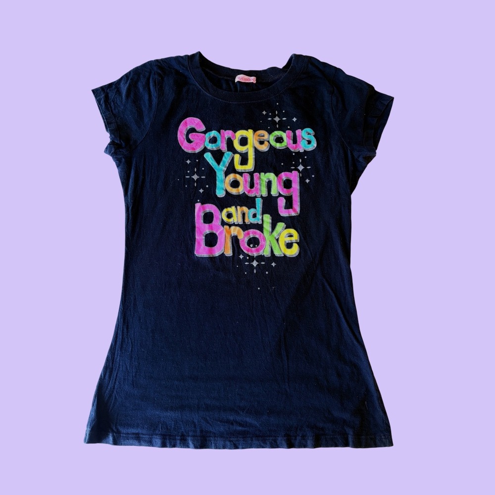 Y2K Ransom "Gorgeous Young and Broke" Graphic Tee Black Scene #17